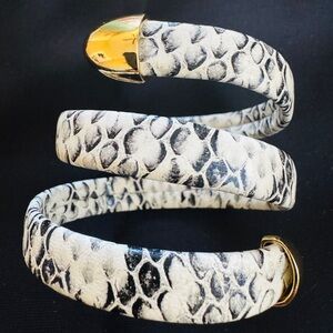 Snake pattern soft lychee leather bracelet necklace 2 in 1